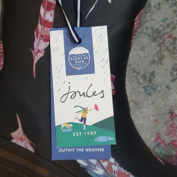 Joules Molly Welly Rubber Rain Boots in Feather Black Size 10 - Picture 9 of 16